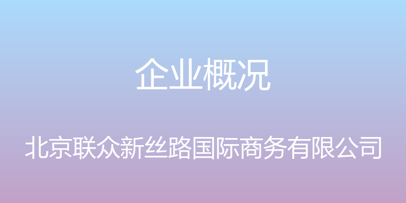 企业概况 - 北京联众新丝路国际商务有限公司